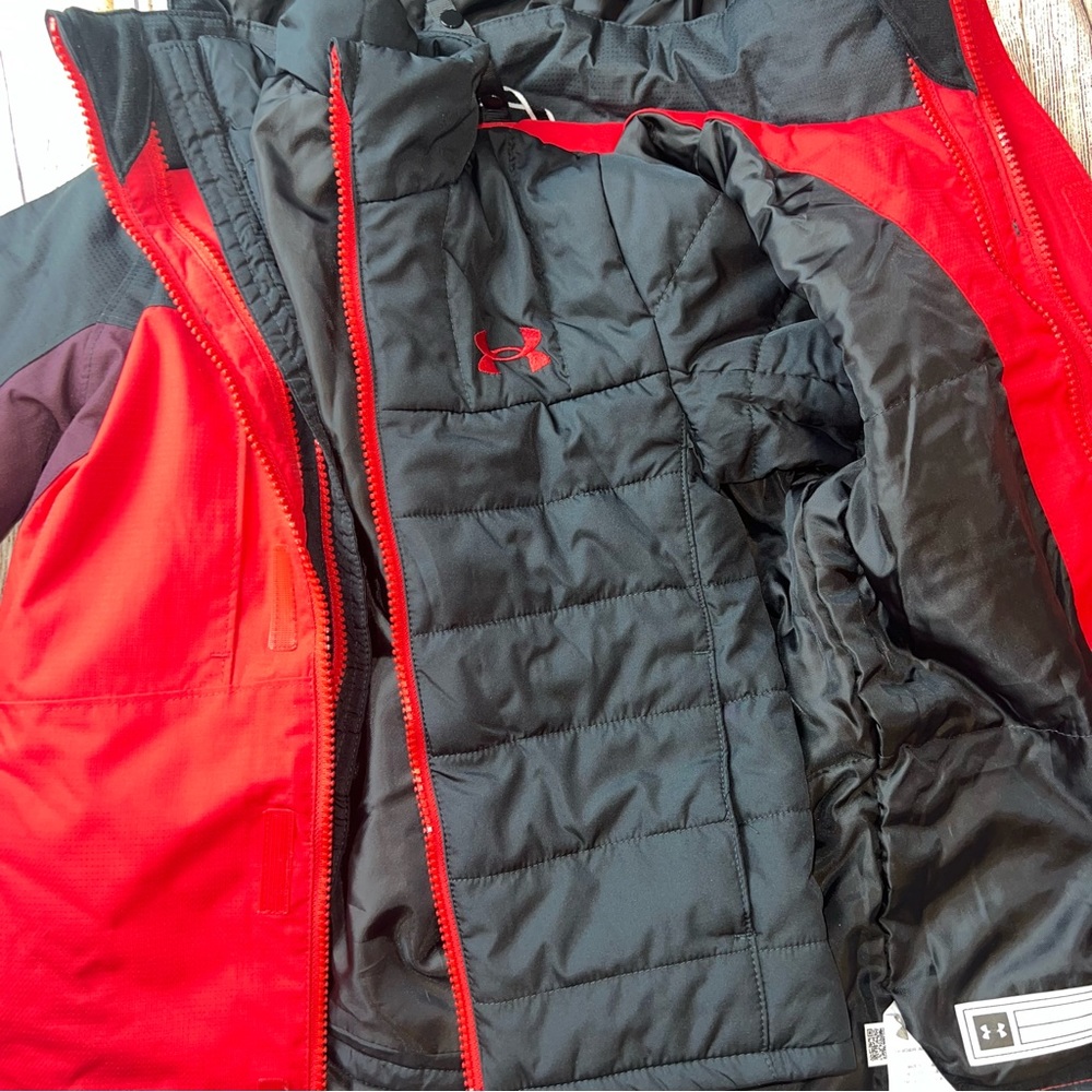 Under Armour Little Boys Red Black 3 in 1 Winter Coat NEW - Picture 3 of 3
